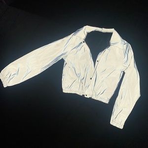 Reflective cropped windbreaker